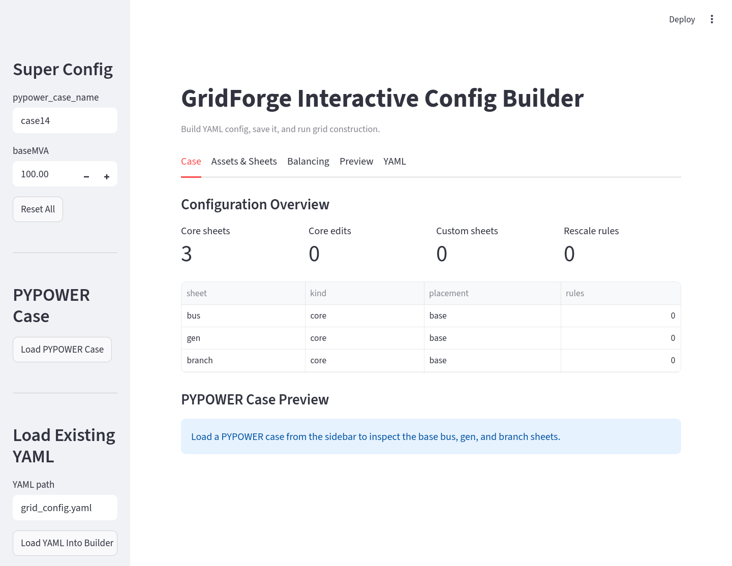 GridForge visual app overview